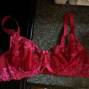 Red and Pink Lace Bra Size 40C